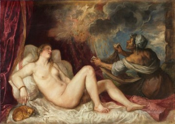Titian Painting - Danae 1553 nude Tiziano Titian